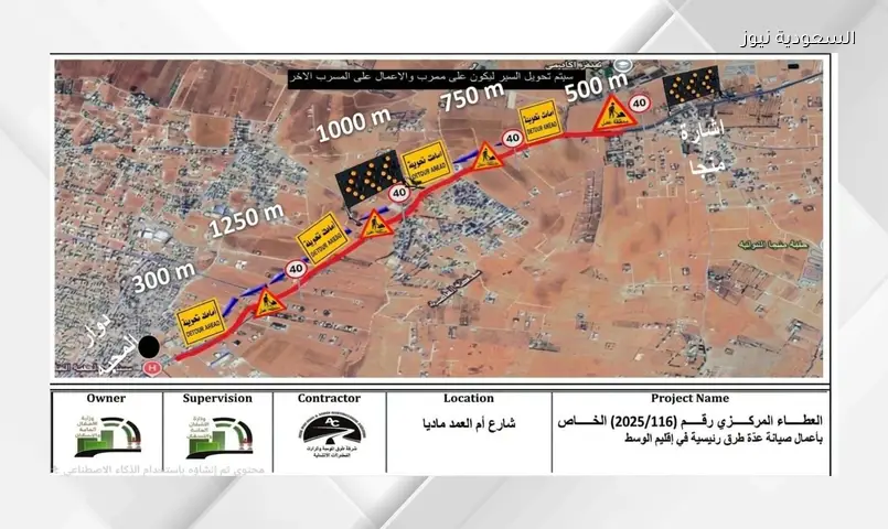 الأشغال تبدأ صيانة طريق مادبا–أم العمد ضمن عطاء مركزي بقيمة 5.9 مليون دينار