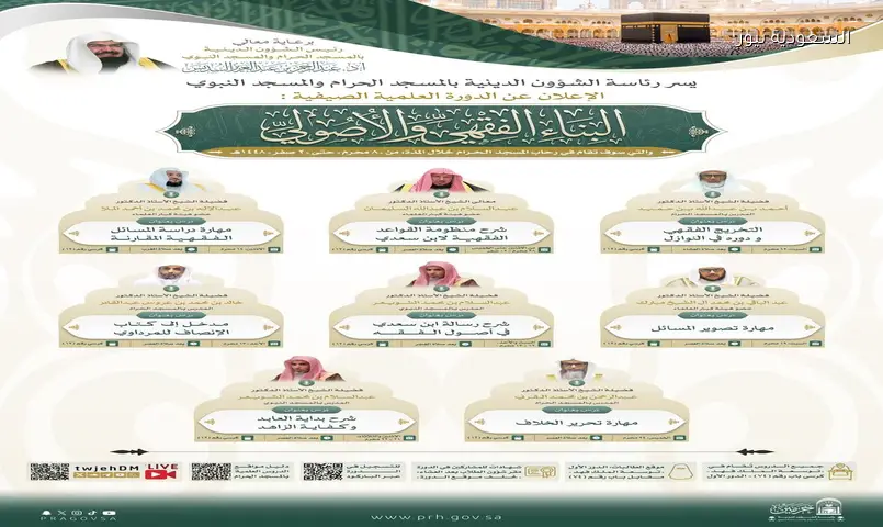 إطلاق الدورة العلمية الصيفية «البناء الفقهي والأصولي» في المسجد الحرام للعام 1448هـ