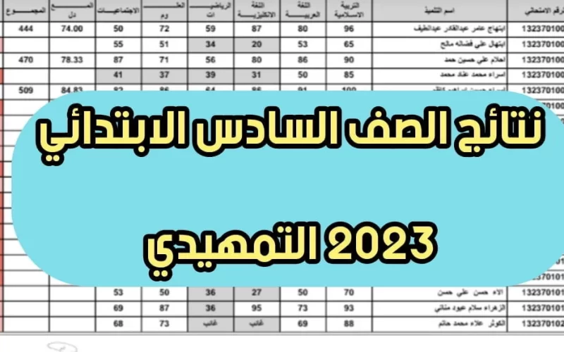 موقع نتائجنا result .. نتائج السادس الابتدائى التمهيدى فى العراق 2023 جميع المحافظات (البصرة & نينوى & ديالى & الكرخ)