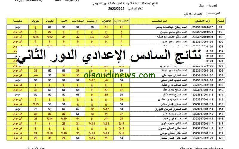 نتائج السادس الاعدادي 2023 دور الثاني علمي وأدبي بالرقم الامتحاني كافة المحافظات في العراق