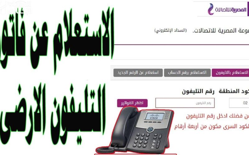 استعلام عن فاتورة التليفون الارضي لشهر اكتوبر 2023 برقم التليفون عبر موقع الشركة المصرية للاتصالات te.eg وطرق الدفع