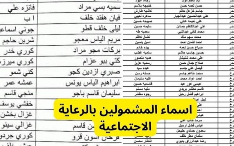 شوف اسمك Pdf)..أسماء المشمولين في الرعاية الاجتماعية في العراق 2024 الوجبة الاخيرة عبر منصة مظلتي