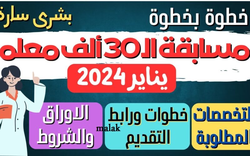 مسابقة 30 ألف معلم 2024 وزارة التربية والتعليم .. الشروط والمؤهلات المطلوبة للتسجيل