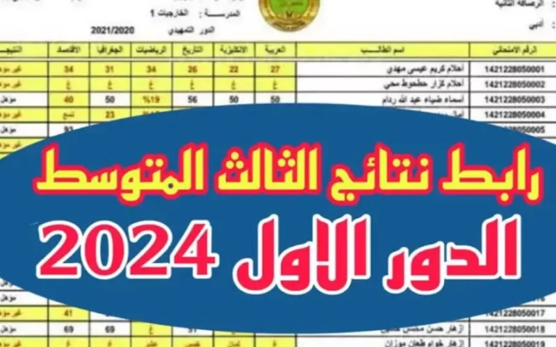 لينك شغال.. نتائج الثالث المتوسط العراق 2024 الدور الأول عبر موقع وزارة التربية والتعليم العراقية