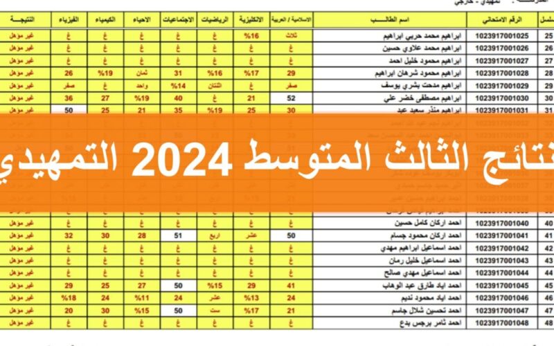 مبروك ظهرت.. رابط نتائج الثالث المتوسط التمهيدي 2024 العراق من موقع وزارة التربية والتعليم العراقية pdf