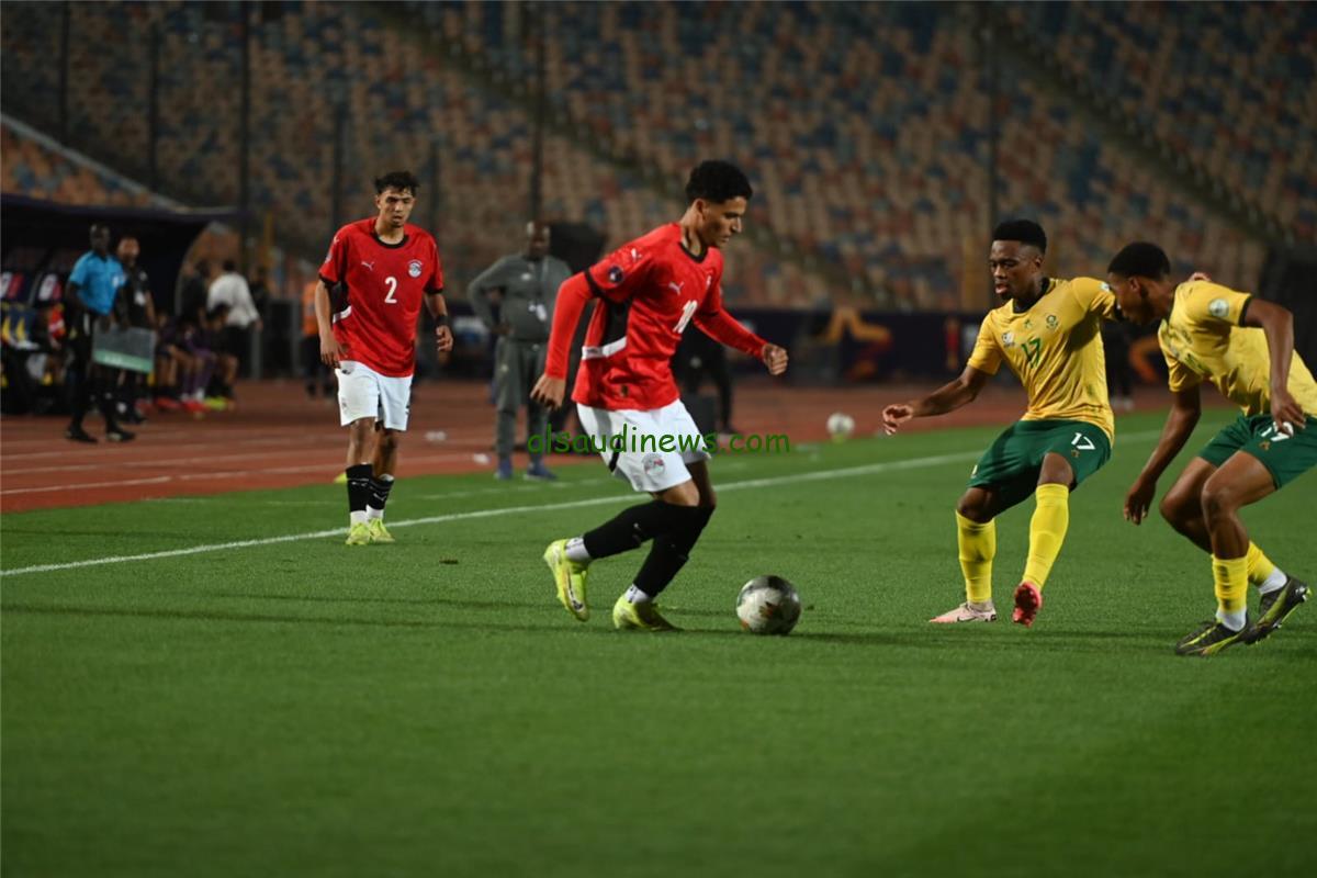 محمد عبد الله يسجل هدف مصر الأول في مباراة جنوب أفريقيا