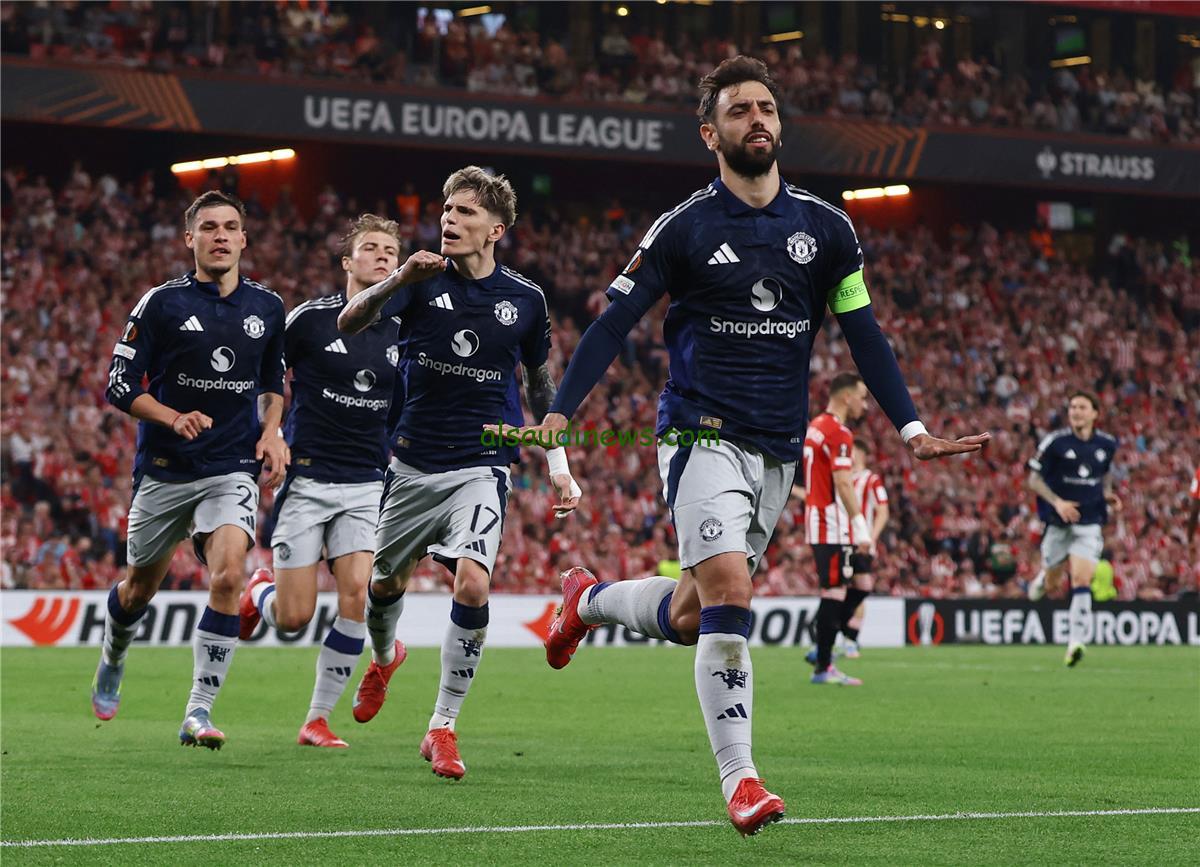 مانشستر يونايتد يتألق بفوز ثلاثي على أتلتيك بلباو في نصف نهائي الدوري الأوروبي