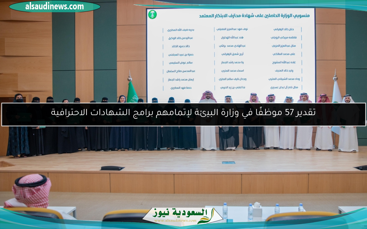 تقدير 57 موظفًا في وزارة البيئة لإتمامهم برامج الشهادات الاحترافية