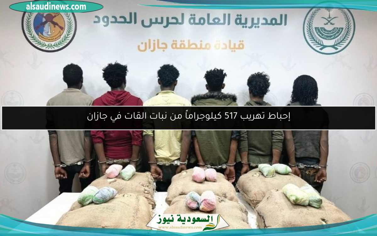إحباط تهريب 517 كيلوجراماً من نبات القات في جازان