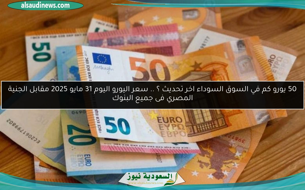 50 يورو كم في السوق السوداء اخر تحديث ؟ .. سعر اليورو اليوم 31 مايو 2025 مقابل الجنية المصري فى جميع البنوك