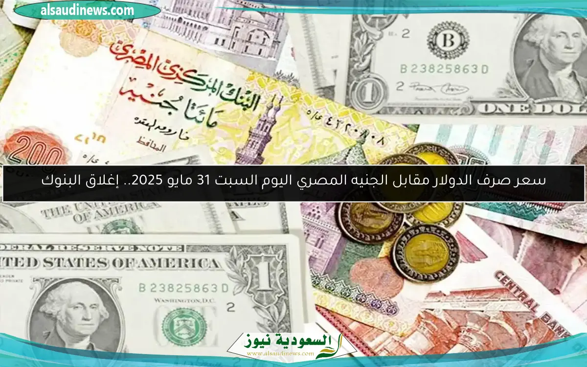 سعر صرف الدولار مقابل الجنيه المصري اليوم السبت 31 مايو 2025.. إغلاق البنوك