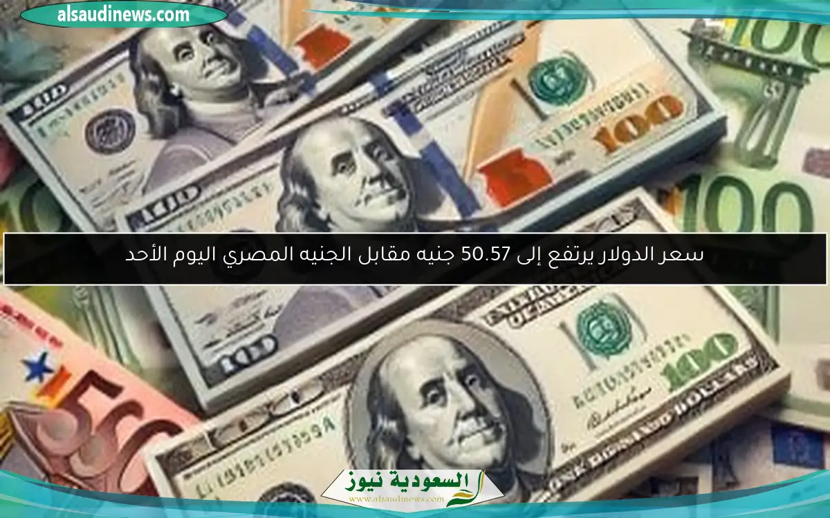سعر الدولار يرتفع إلى 50.57 جنيه مقابل الجنيه المصري اليوم الأحد