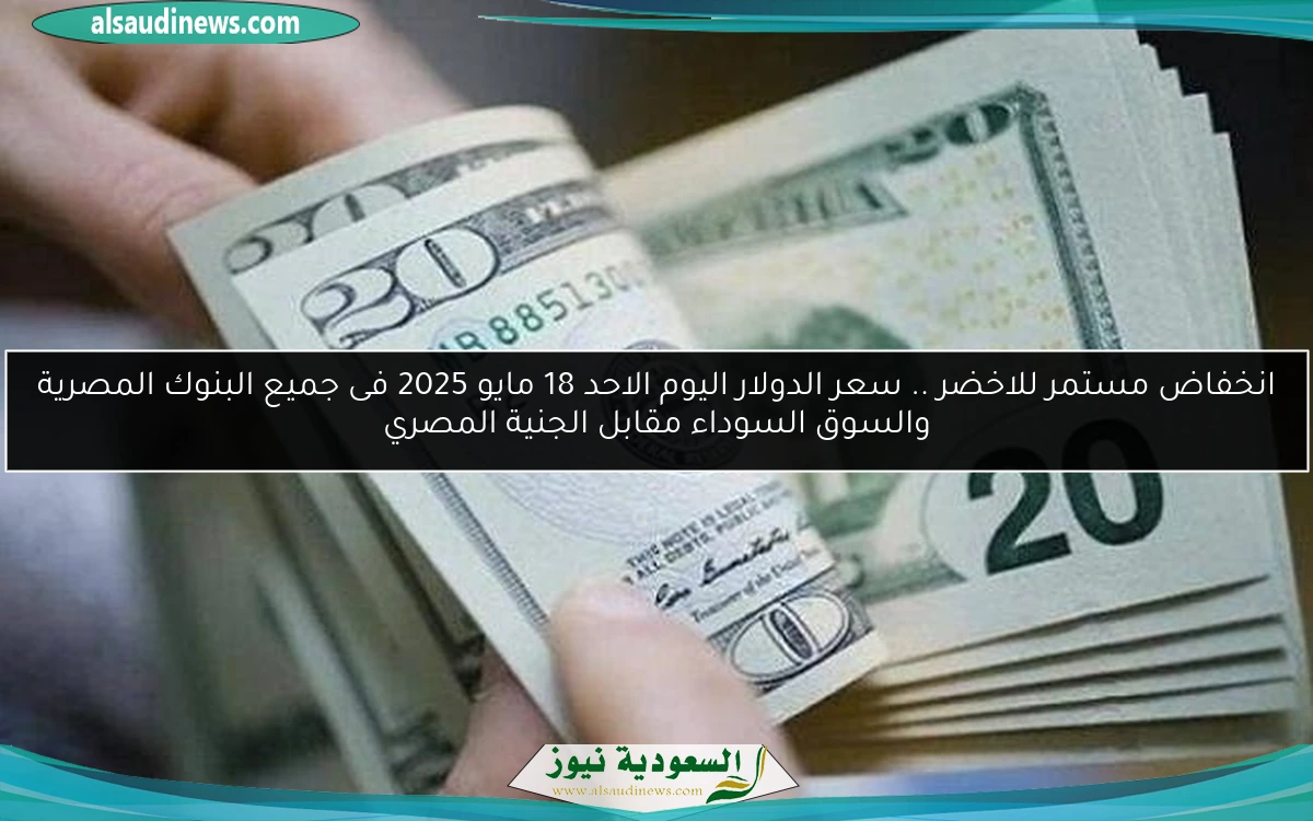 انخفاض مستمر للاخضر .. سعر الدولار اليوم الاحد 18 مايو 2025 فى جميع البنوك المصرية والسوق السوداء مقابل الجنية المصري