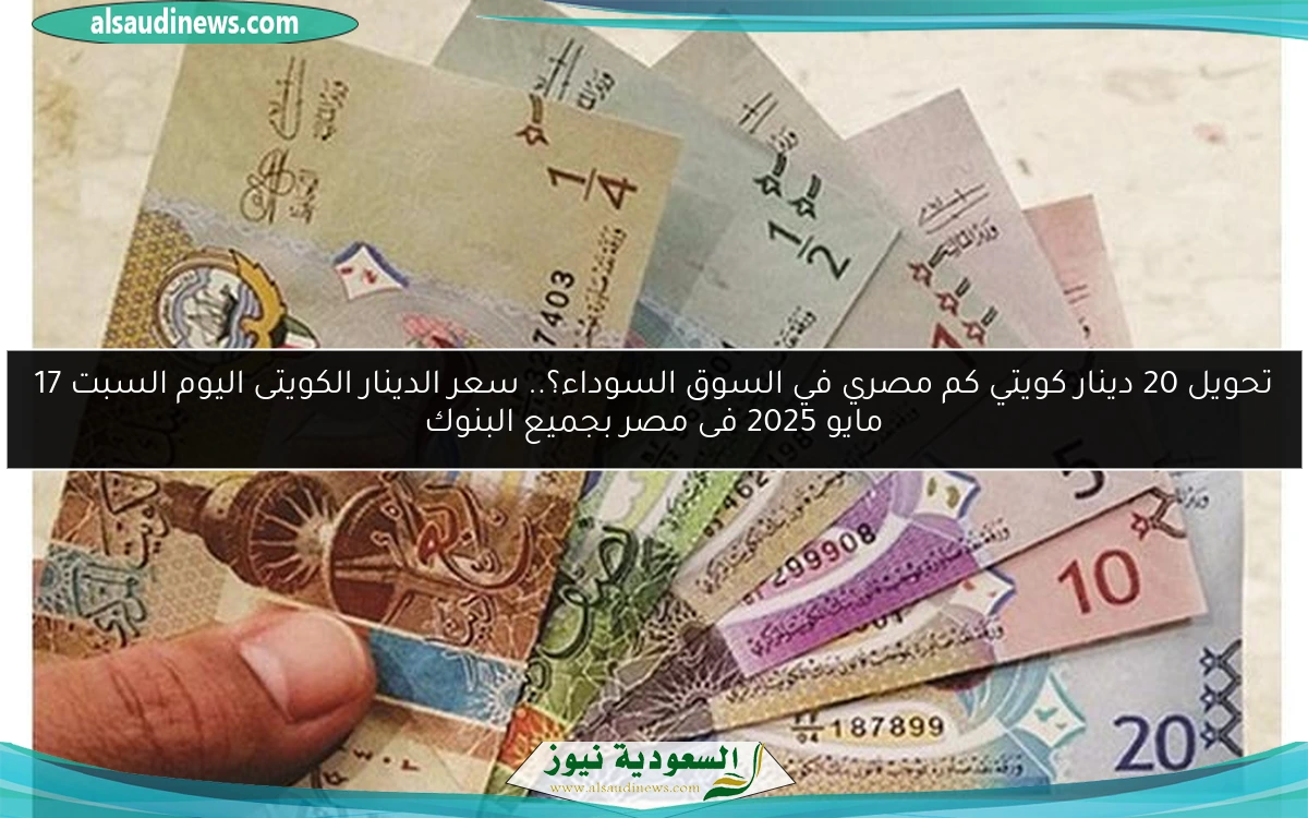 تحويل 20 دينار كويتي كم مصري في السوق السوداء؟.. سعر الدينار الكويتى اليوم السبت 17 مايو 2025 فى مصر بجميع البنوك