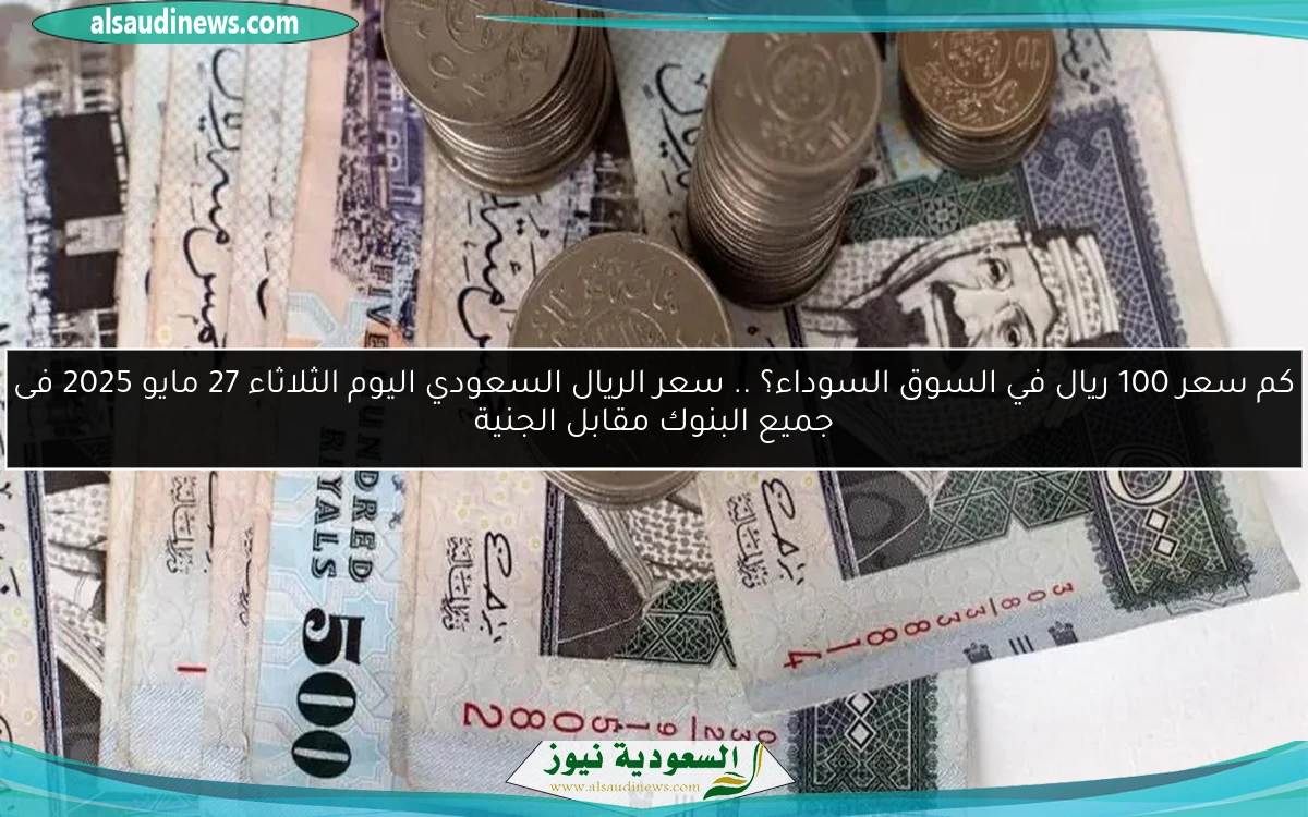 كم سعر 100 ريال في السوق السوداء؟ .. سعر الريال السعودي اليوم الثلاثاء 27 مايو 2025 فى جميع البنوك مقابل الجنية