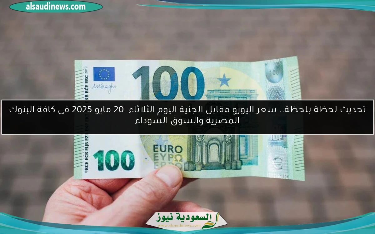 تحديث لحظة بلحظة.. سعر اليورو مقابل الجنية اليوم الثلاثاء 20 مايو 2025 فى كافة البنوك المصرية والسوق السوداء