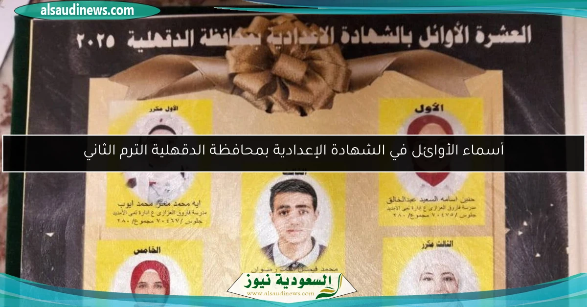 أسماء الأوائل في الشهادة الإعدادية بمحافظة الدقهلية الترم الثاني
