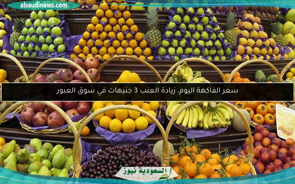 سعر الفاكهة اليوم، زيادة العنب 3 جنيهات في سوق العبور