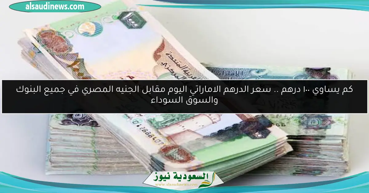 كم يساوي ١٠٠ درهم .. سعر الدرهم الاماراتي اليوم مقابل الجنيه المصري في جميع البنوك والسوق السوداء