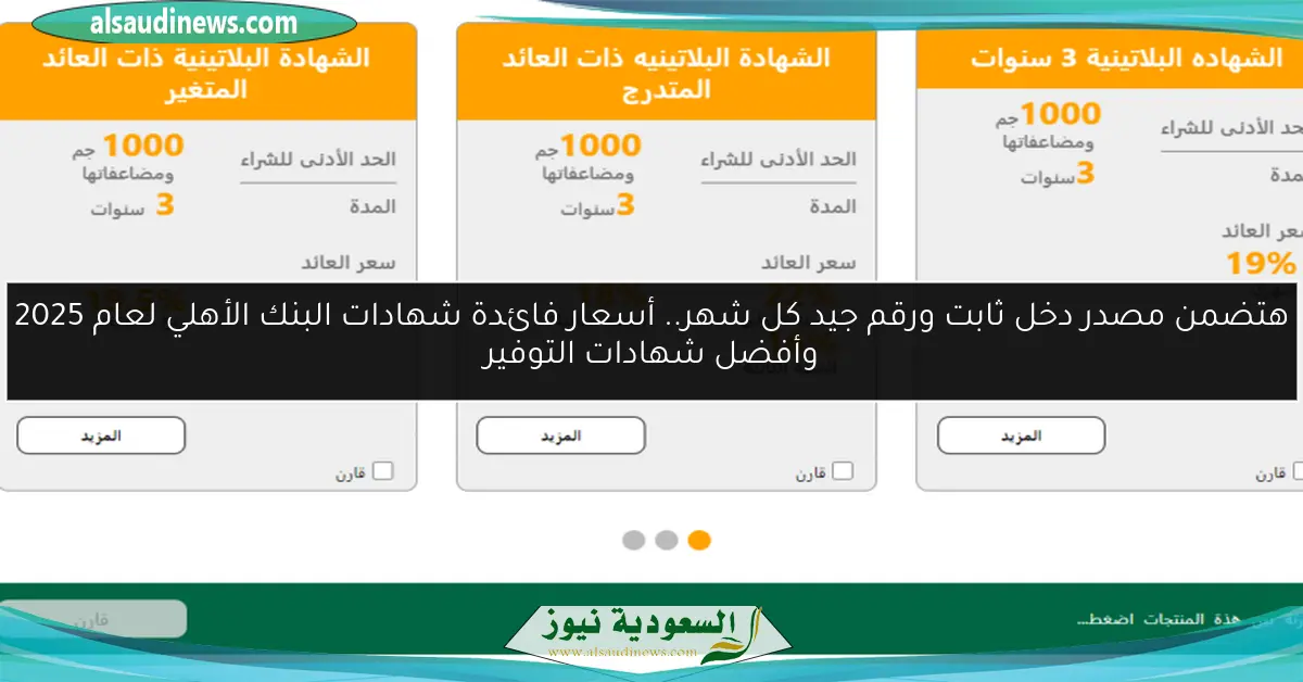 هتضمن مصدر دخل ثابت ورقم جيد كل شهر.. أسعار فائدة شهادات البنك الأهلي لعام 2025 وأفضل شهادات التوفير