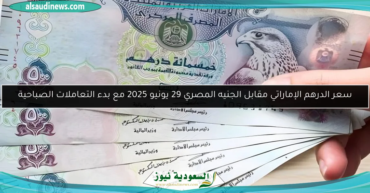 سعر الدرهم الإماراتي مقابل الجنيه المصري 29 يونيو 2025 مع بدء التعاملات الصباحية