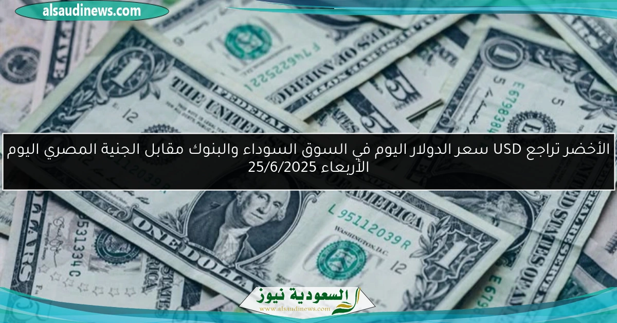 الأخضر تراجع USD سعر الدولار اليوم في السوق السوداء والبنوك مقابل الجنية المصري اليوم الأربعاء 25/6/2025
