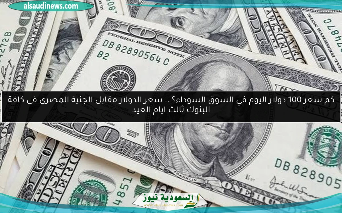 كم سعر 100 دولار اليوم في السوق السوداء؟ .. سعر الدولار مقابل الجنية المصري فى كافة البنوك ثالث ايام العيد