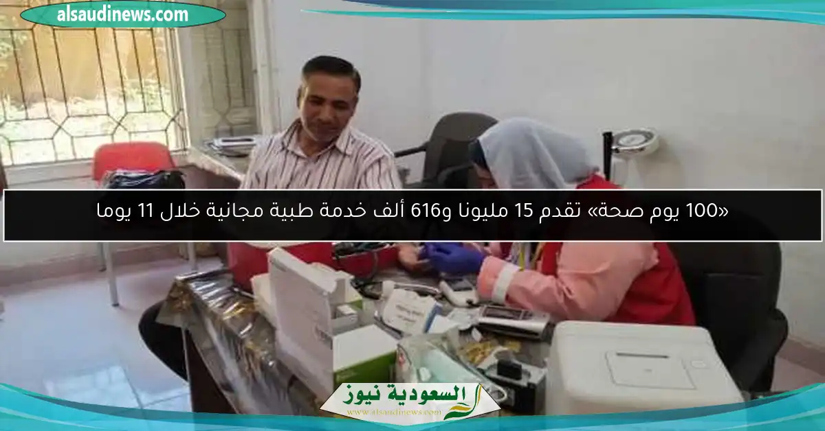 «100 يوم صحة» تقدم 15 مليونا و616 ألف خدمة طبية مجانية خلال 11 يوما