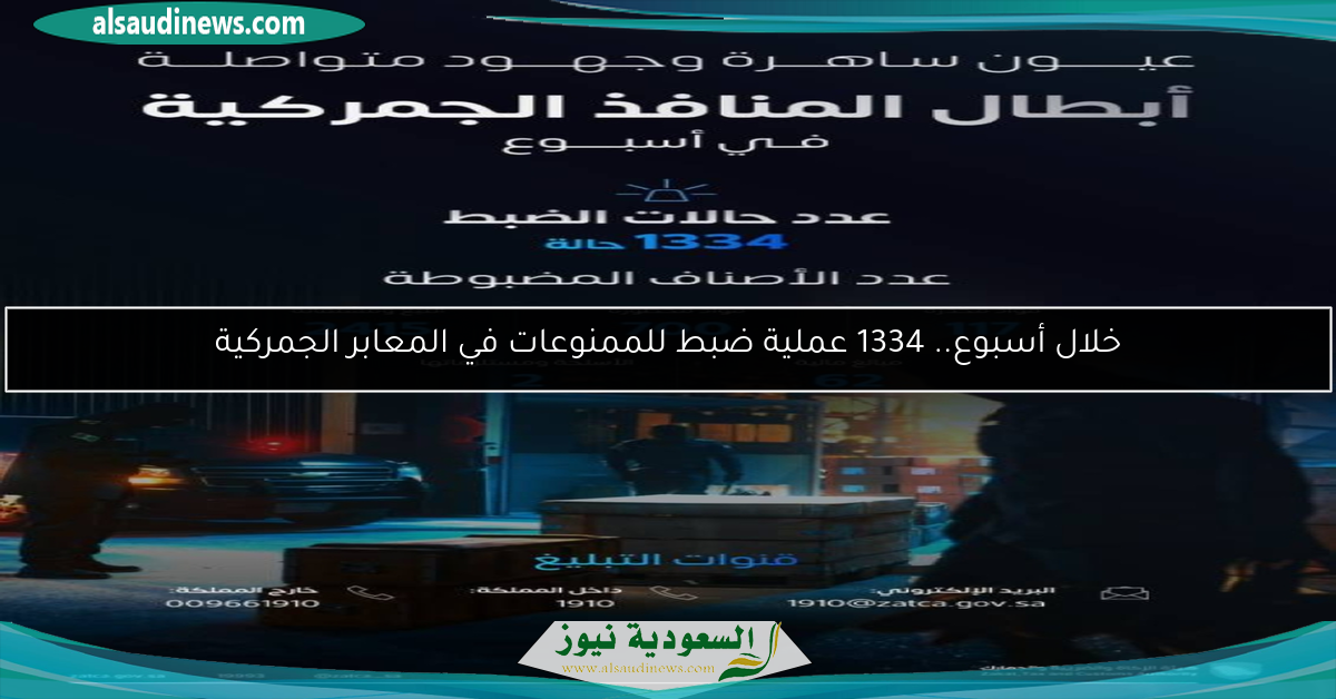 خلال أسبوع.. 1334 عملية ضبط للممنوعات في المعابر الجمركية