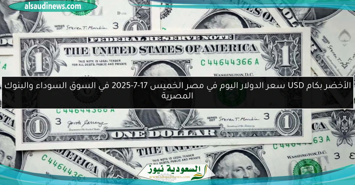 الأخضر بكام USD سعر الدولار اليوم في مصر الخميس 17-7-2025 في السوق السوداء والبنوك المصرية