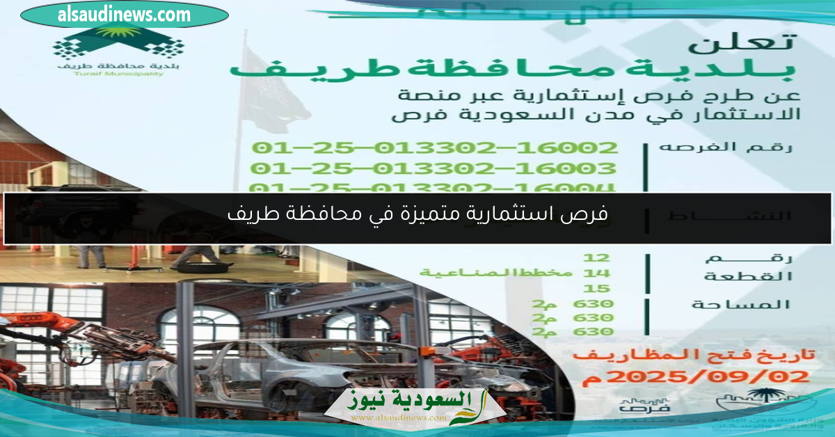 فرص استثمارية متميزة في محافظة طريف