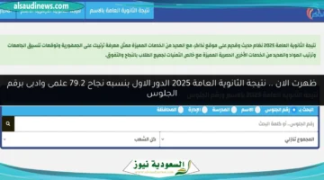 نتيجة الثانوية العامة 2025 بالاسم ورقم الجلوس