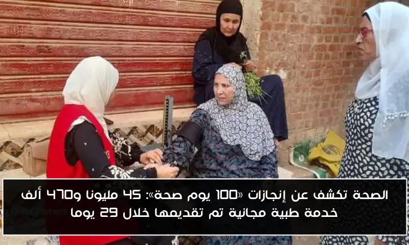 الصحة تكشف عن إنجازات «100 يوم صحة»: 45 مليونا و470 ألف خدمة طبية مجانية تم تقديمها خلال 29 يوما