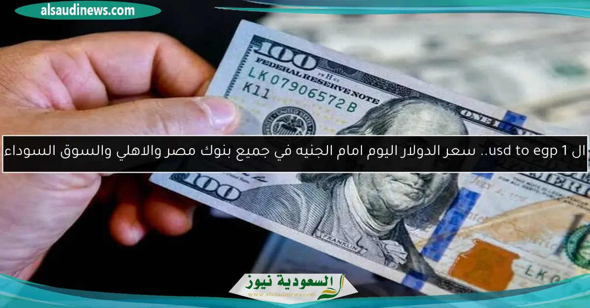 ال 1 usd to egp.. سعر الدولار اليوم امام الجنيه في جميع بنوك مصر والاهلي والسوق السوداء