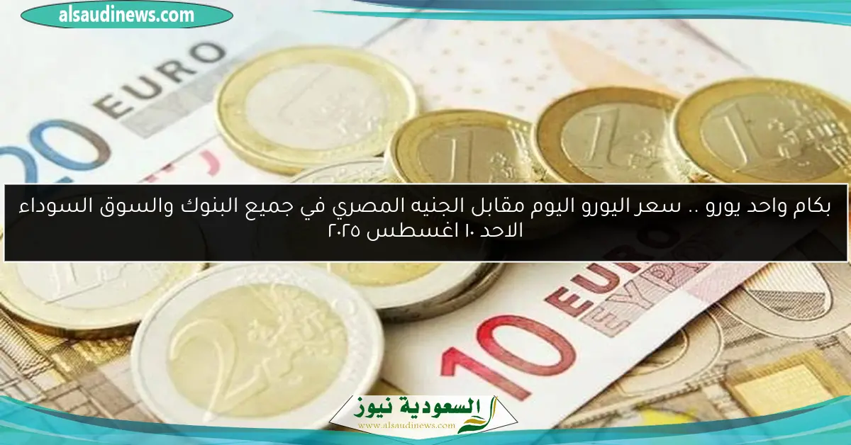 بكام واحد يورو .. سعر اليورو اليوم مقابل الجنيه المصري في جميع البنوك والسوق السوداء الاحد ١٠ اغسطس ٢٠٢٥