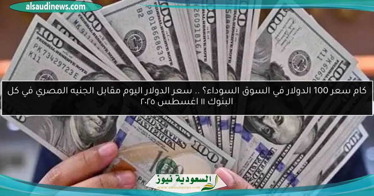 كام سعر 100 الدولار في السوق السوداء؟ .. سعر الدولار اليوم مقابل الجنيه المصري في كل البنوك ١١ اغسطس ٢٠٢٥