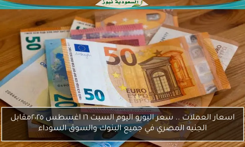 اسعار العملات .. سعر اليورو اليوم السبت ١٦ اغسطس ٢٠٢٥مقابل الجنيه المصري في جميع البنوك والسوق السوداء