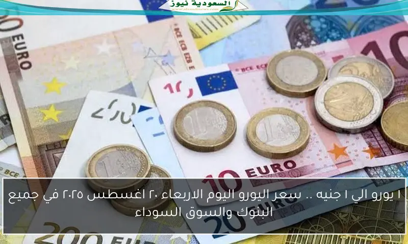١ يورو الي ١ جنيه .. سعر اليورو اليوم الاربعاء ٢٠ اغسطس ٢٠٢٥ في جميع البنوك والسوق السوداء