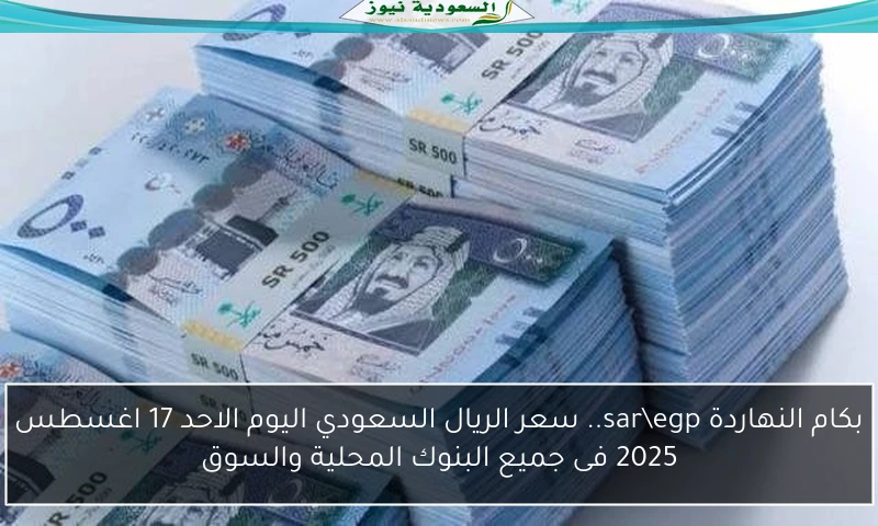 بكام النهاردة sar\egp.. سعر الريال السعودي اليوم الاحد 17 اغسطس 2025 فى جميع البنوك المحلية والسوق