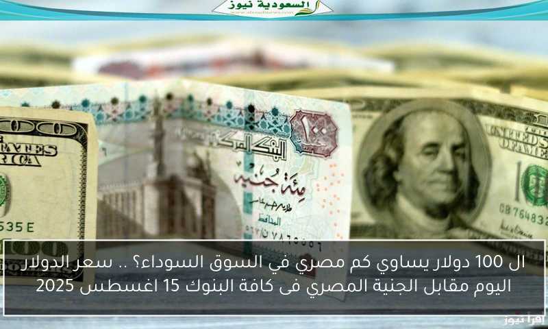 ال 100 دولار يساوي كم مصري في السوق السوداء؟ .. سعر الدولار اليوم مقابل الجنية المصري فى كافة البنوك 15 اغسطس 2025