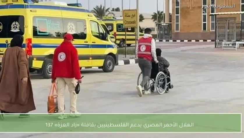 الهلال الأحمر المصري يدعم الفلسطينيين بقافلة «زاد العزة» 137