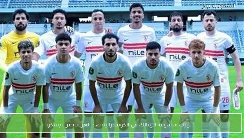ترتيب مجموعة الزمالك في الكونفدرالية بعد الهزيمة من زيسكو