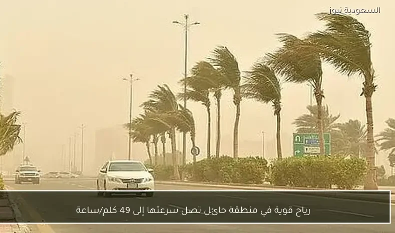 رياح قوية في منطقة حائل تصل سرعتها إلى 49 كلم/ساعة
