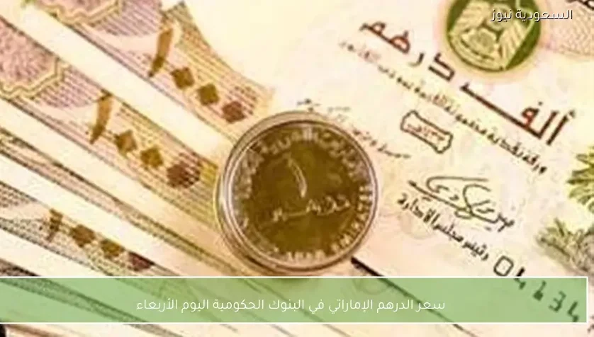 سعر الدرهم الإماراتي في البنوك الحكومية اليوم الأربعاء