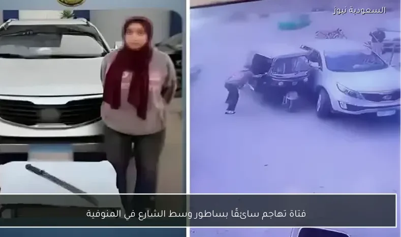 فتاة تهاجم سائقًا بساطور وسط الشارع في المنوفية