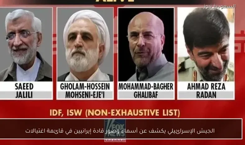 الجيش الإسرائيلي يكشف عن أسماء وصور قادة إيرانيين في قائمة اغتيالات