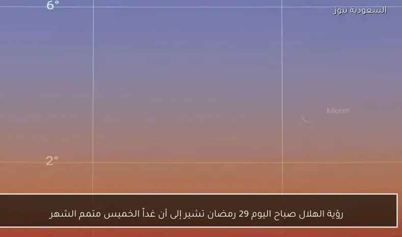 رؤية الهلال صباح اليوم 29 رمضان تشير إلى أن غداً الخميس متمم الشهر