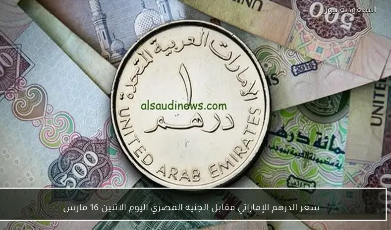 سعر الدرهم الإماراتي مقابل الجنيه المصري اليوم الاثنين 16 مارس