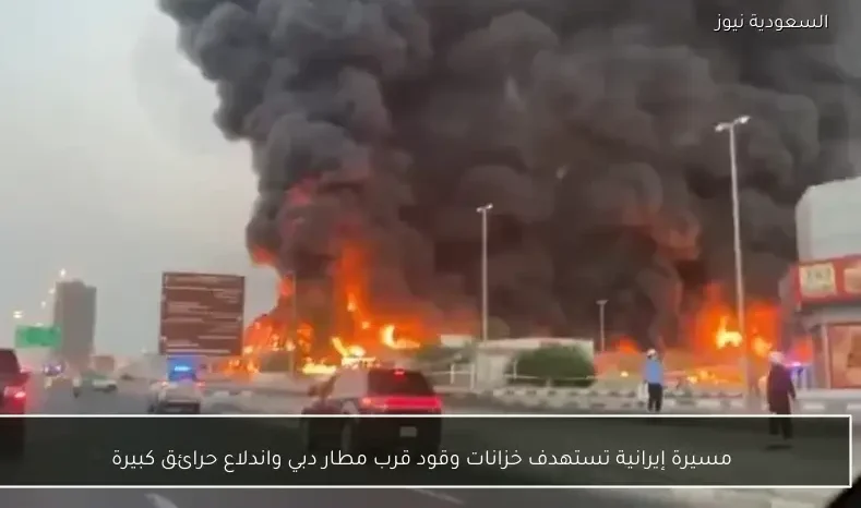 مسيرة إيرانية تستهدف خزانات وقود قرب مطار دبي واندلاع حرائق كبيرة